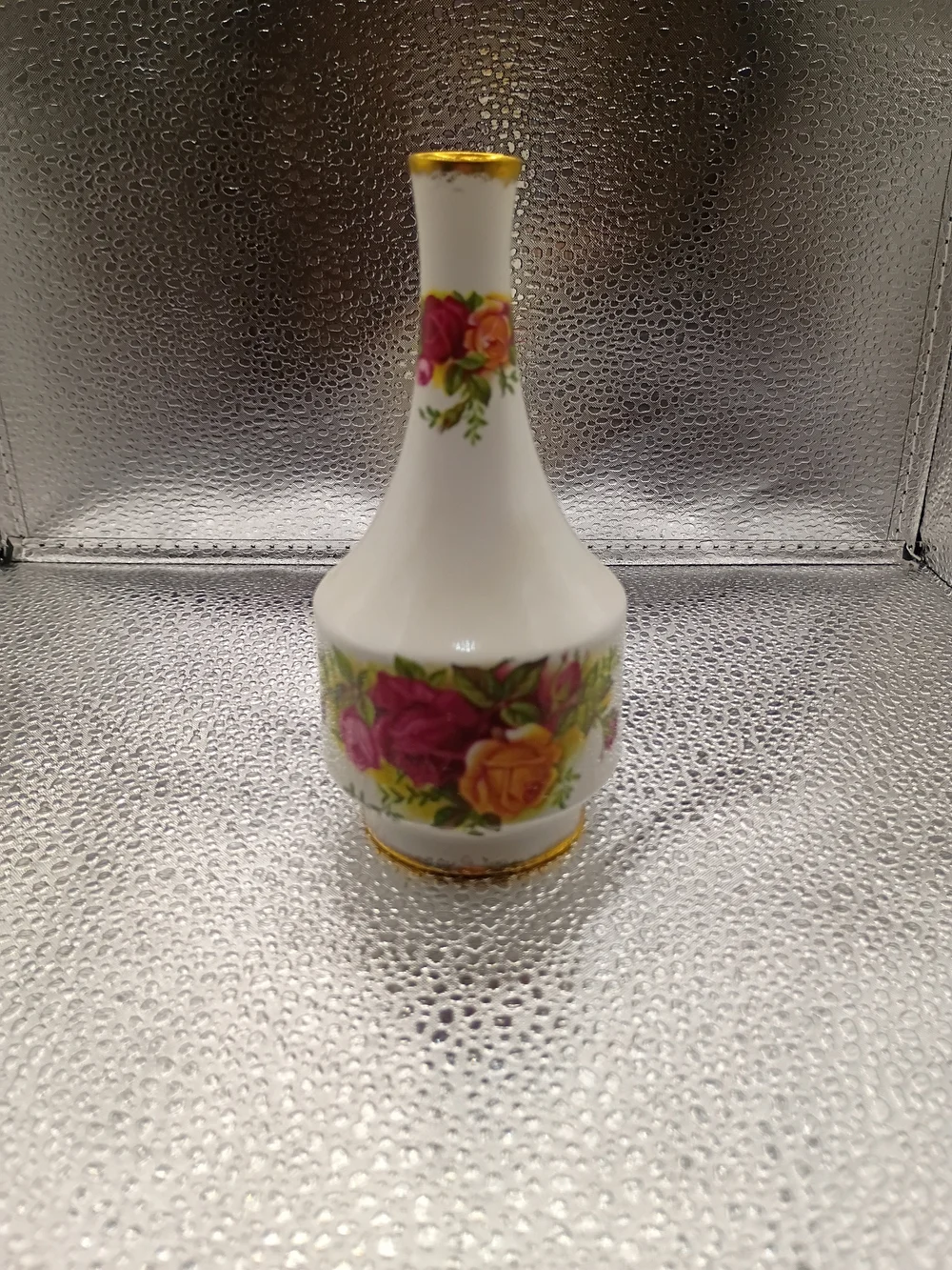 Vintage Royal Albert Rose Bud Vase in White with Pink and Yellow Floral Accents